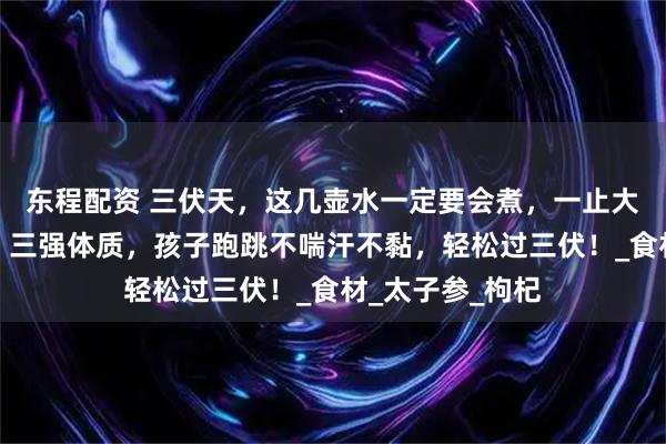 东程配资 三伏天，这几壶水一定要会煮，一止大汗、二补元气、三强体质，孩子跑跳不喘汗不黏，轻松过三伏！_食材_太子参_枸杞